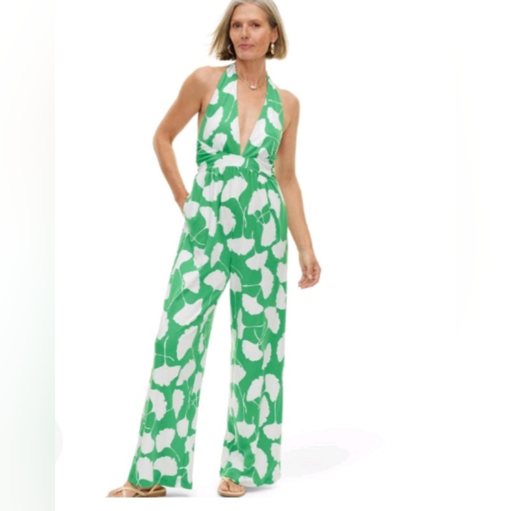NWT Diane von Furstenberg for Target green gingko print jumpsuit M